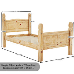 Corona Single High Foot End Bed, Pine