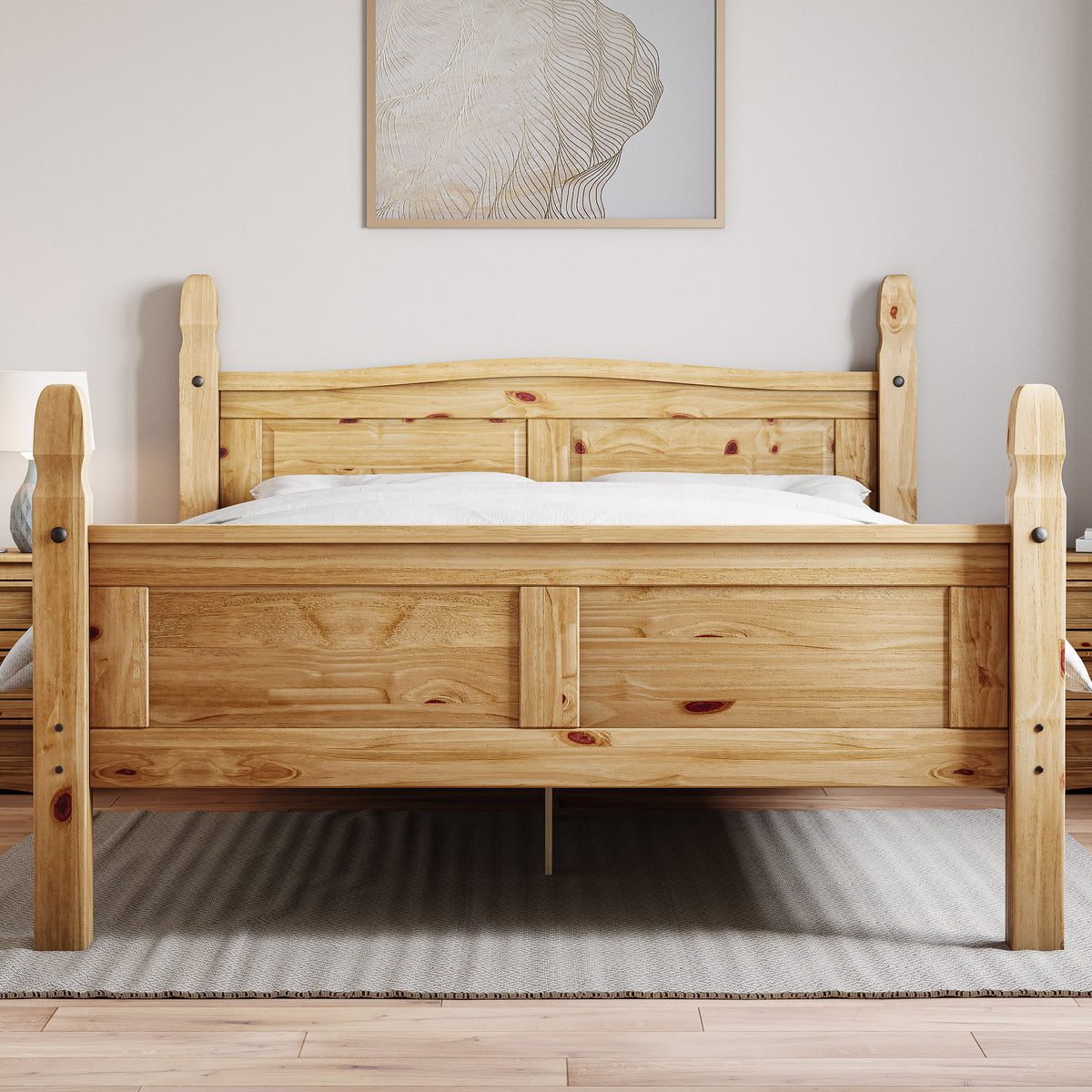 Corona Double High Foot End Bed, Pine