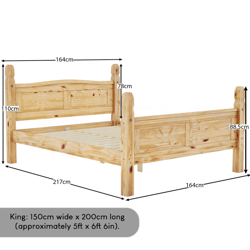 Corona King Size High Foot End Bed, Pine