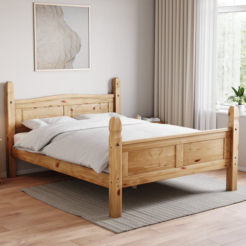 Corona King Size High Foot End Bed, Pine