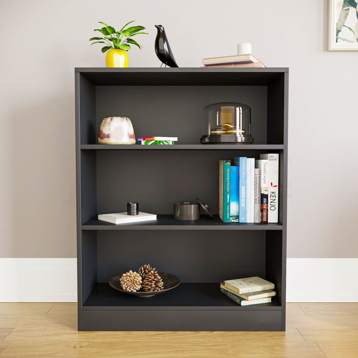 Cambridge 3-Tier Low Bookcase - Black