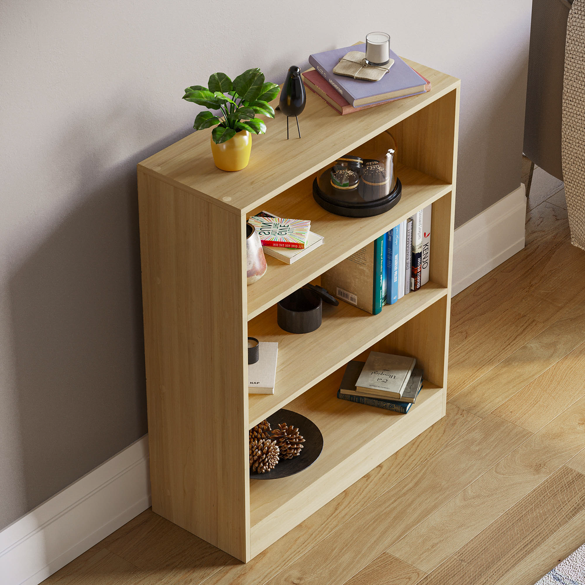 Cambridge 3-Tier Low Bookcase - Oak