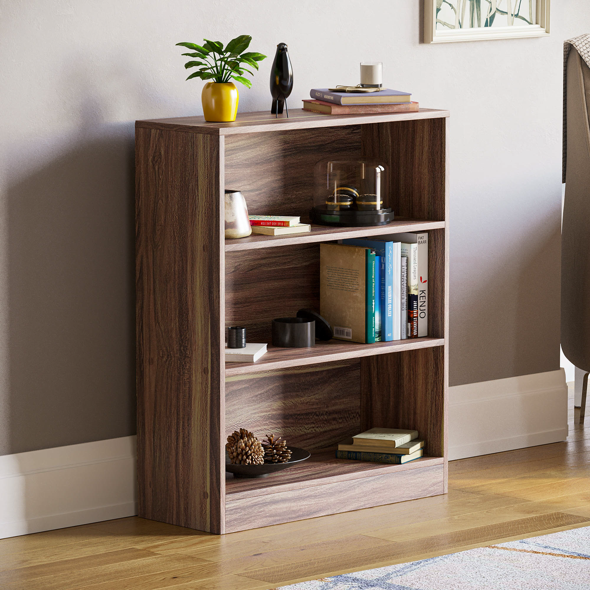 Cambridge 3-Tier Low Bookcase - Walnut