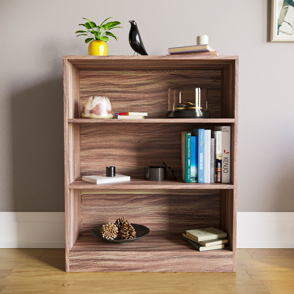 Cambridge 3-Tier Low Bookcase - Walnut