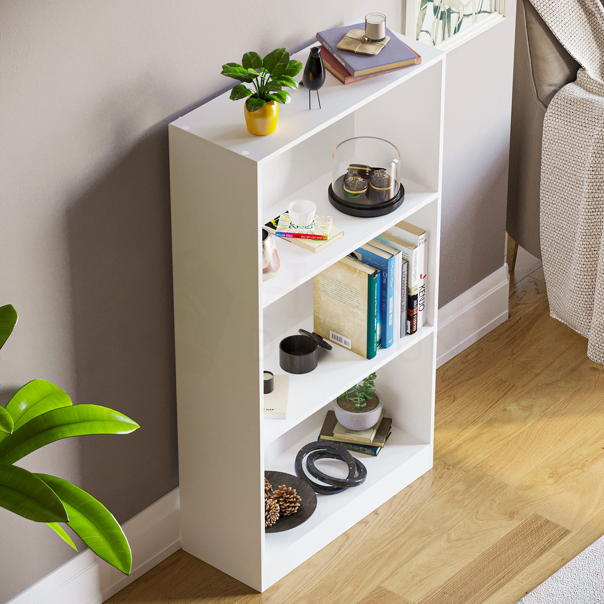 Cambridge 3-Tier Medium Bookcase - White