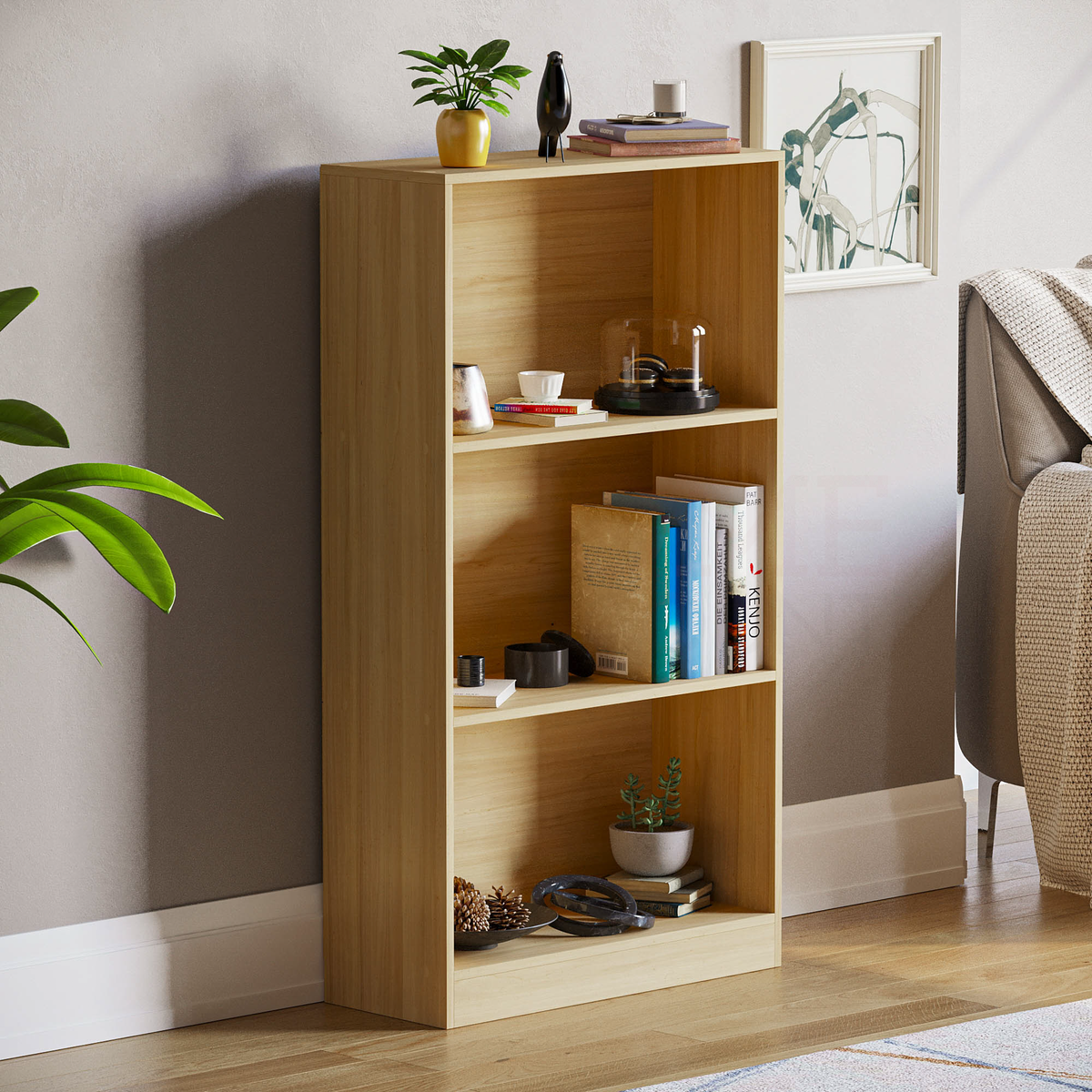 Cambridge 3-Tier Medium Bookcase - Oak