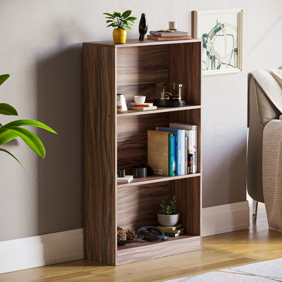 Cambridge 3-Tier Medium Bookcase - Walnut
