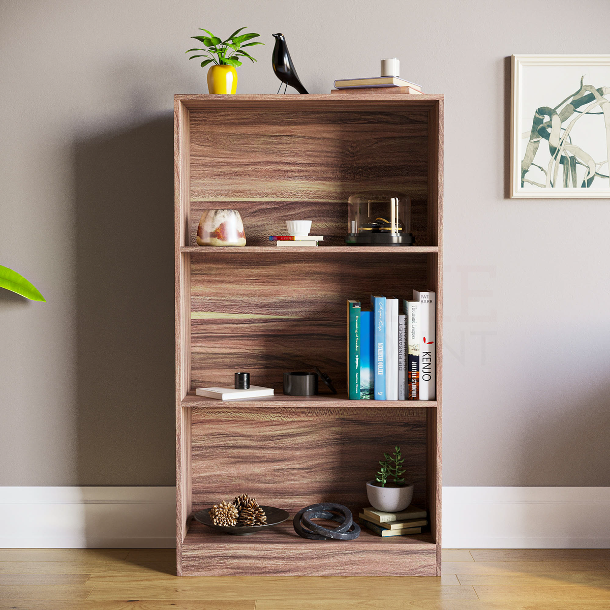 Cambridge 3-Tier Medium Bookcase - Walnut