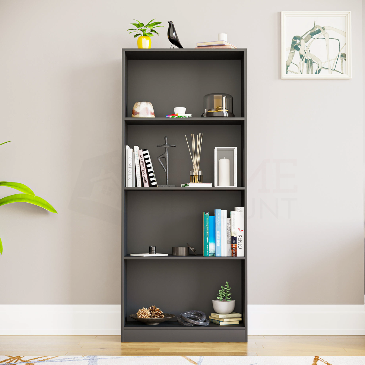 Cambridge 4-Tier Large Bookcase, Black