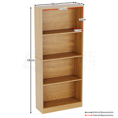 Cambridge 4-Tier Large Bookcase - Oak