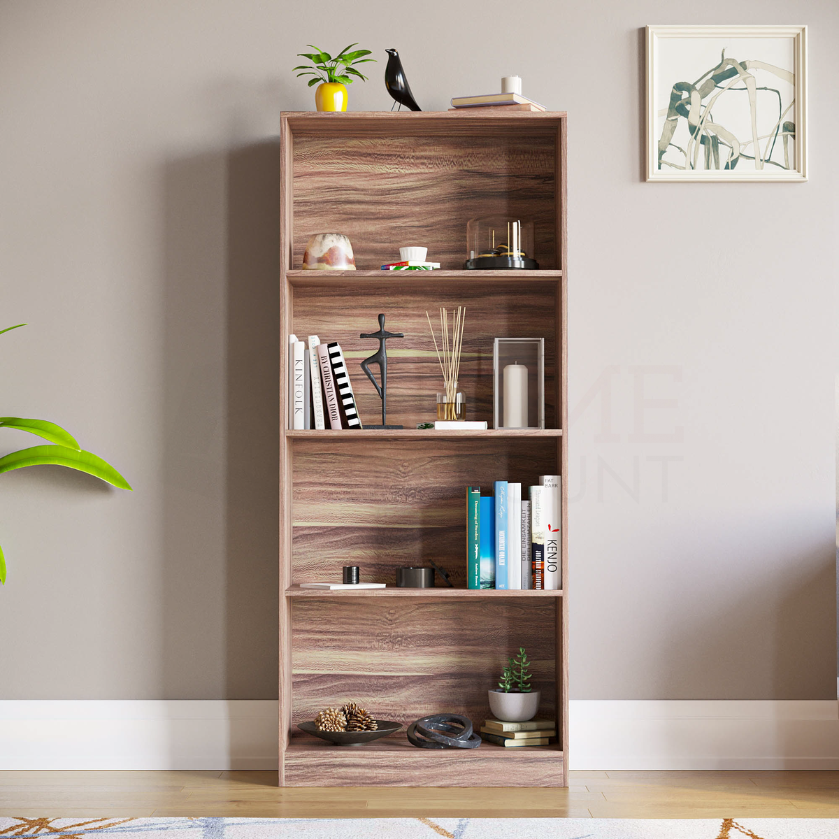 Cambridge 4-Tier Large Bookcase - Walnut