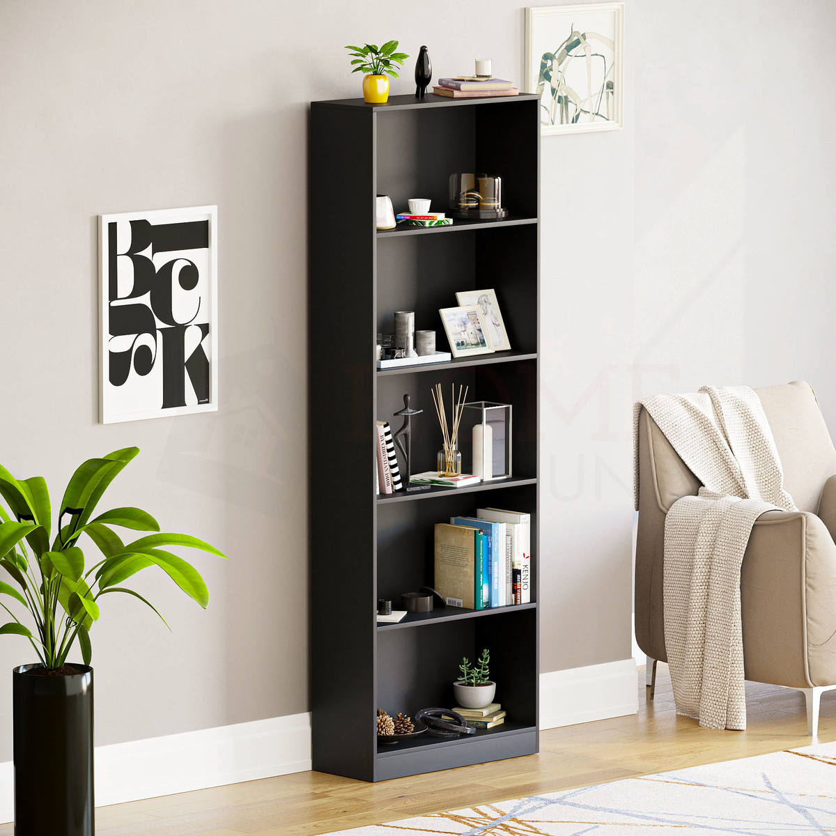 Cambridge 5-Tier Extra Large Bookcase - Black
