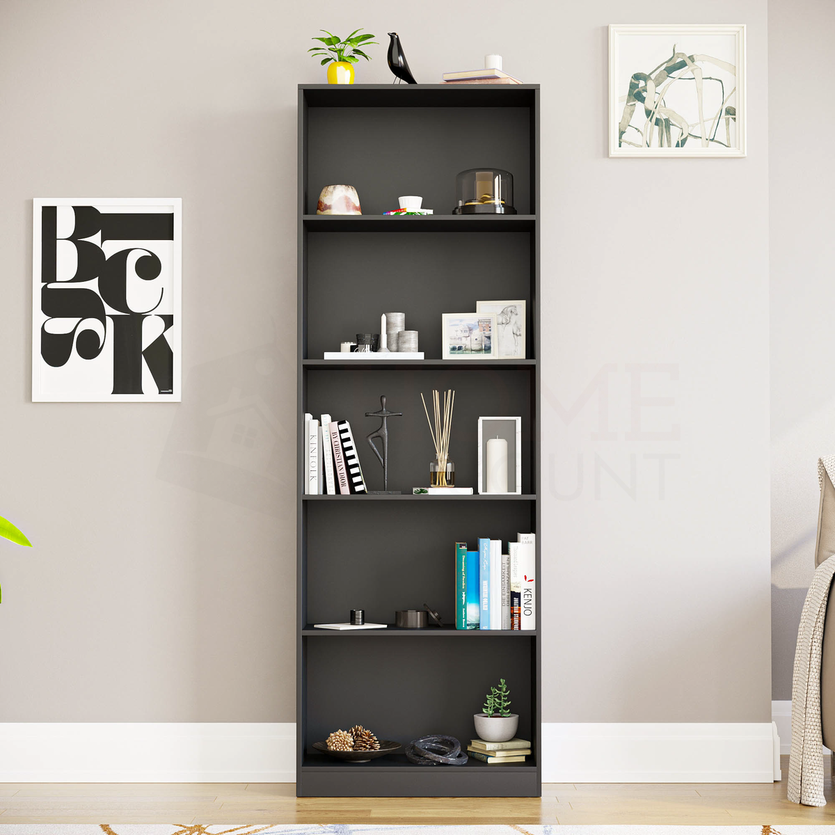 Cambridge 5-Tier Extra Large Bookcase - Black