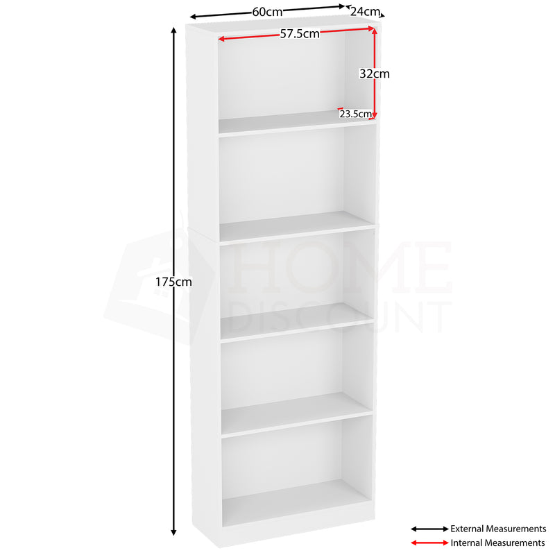 Cambridge 5-Tier Extra Large Bookcase - White