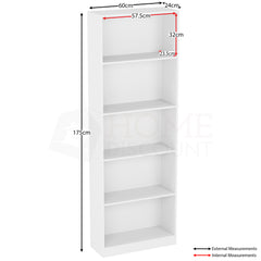 Cambridge 5-Tier Extra Large Bookcase - White