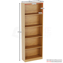 Cambridge 5-Tier Extra Large Bookcase - Oak