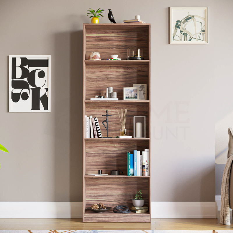 Cambridge 5 Tier Extra Large Bookcase Walnut Home Discount Ltd