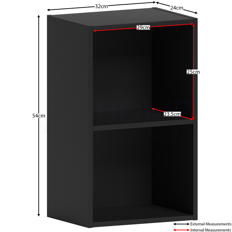 Oxford 2 Tier Cube Bookcase, Black