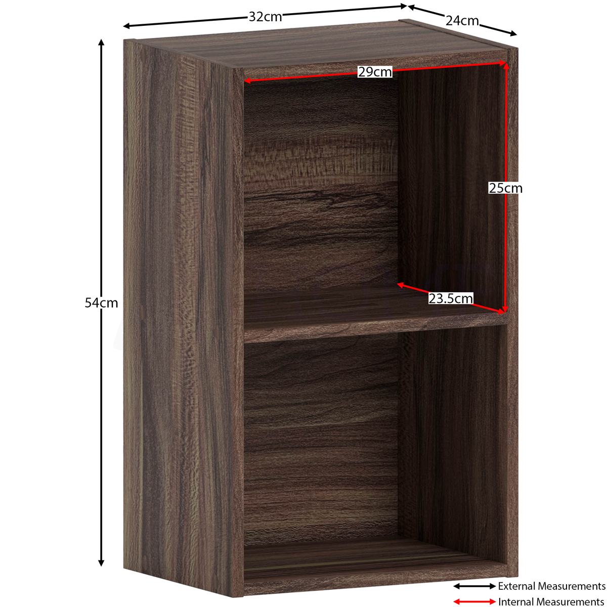 Oxford 2-Tier Cube Bookcase - Walnut