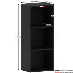 Oxford 3-Tier Cube Bookcase - Black