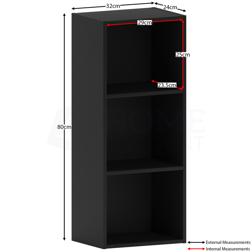 Oxford 3 Tier Cube Bookcase, Black