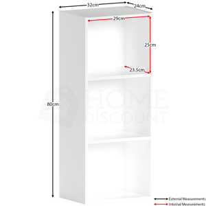 Oxford 3-Tier Cube Bookcase - White