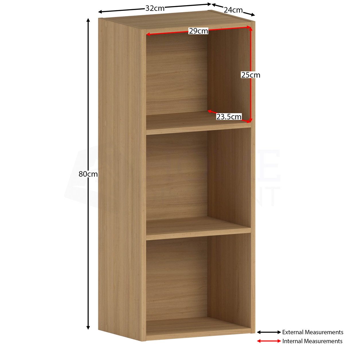 Oxford 3-Tier Cube Bookcase - Oak
