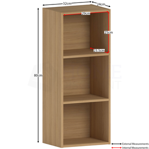 Oxford 3-Tier Cube Bookcase - Oak