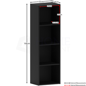 Oxford 4-Tier Cube Bookcase - Black