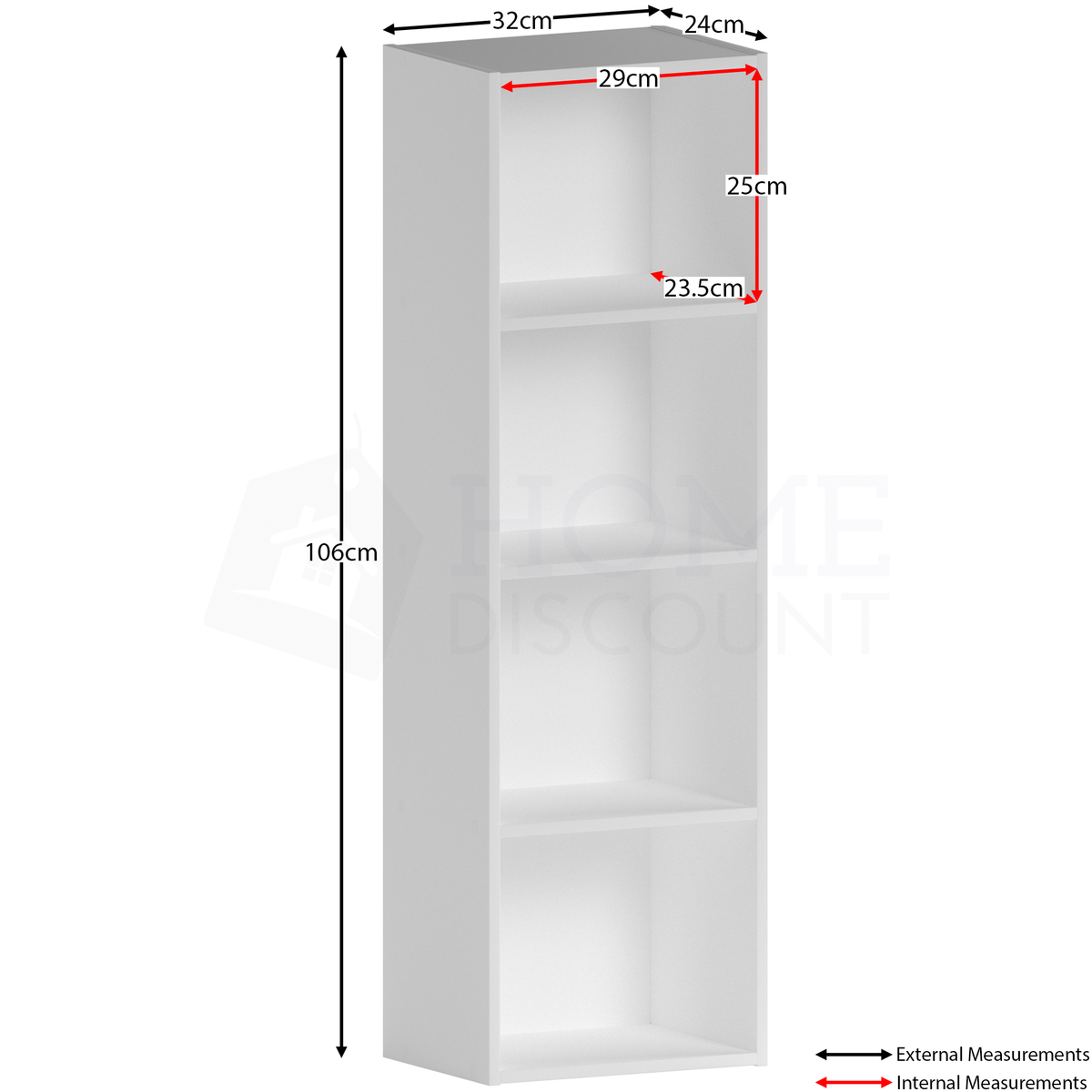Oxford 4-Tier Cube Bookcase - White