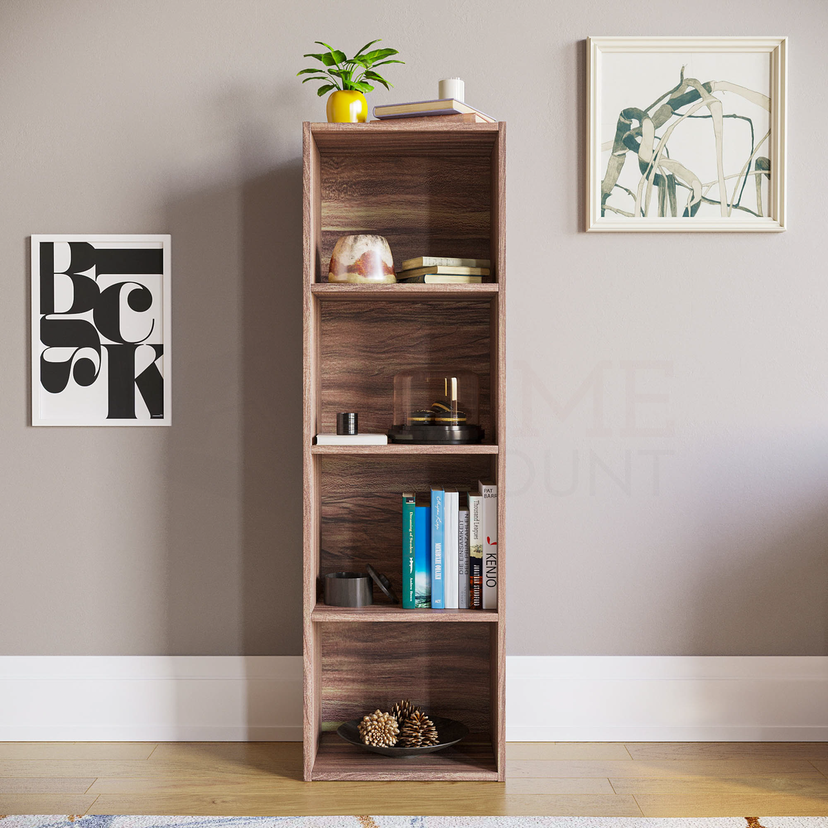 Oxford 4-Tier Cube Bookcase - Walnut