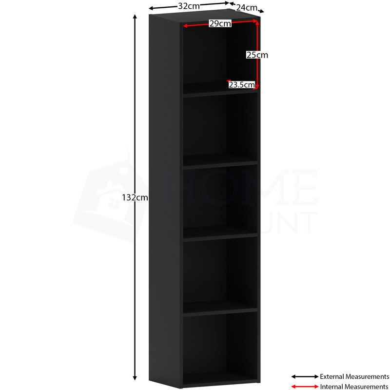 5 tier best sale black bookshelf
