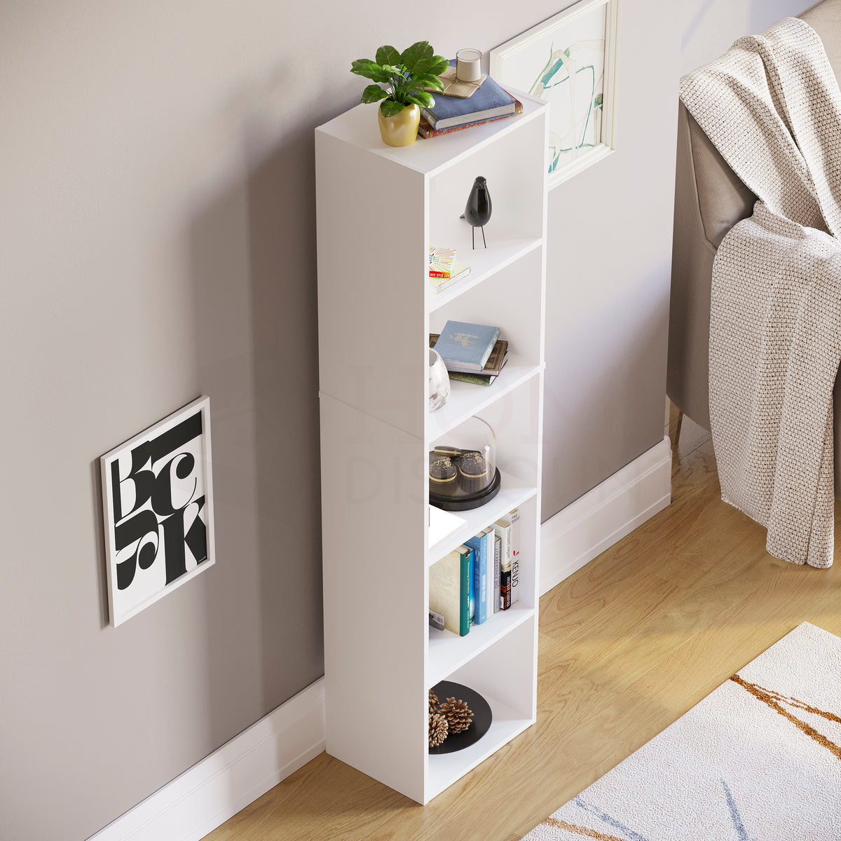 Oxford 5-Tier Cube Bookcase - White