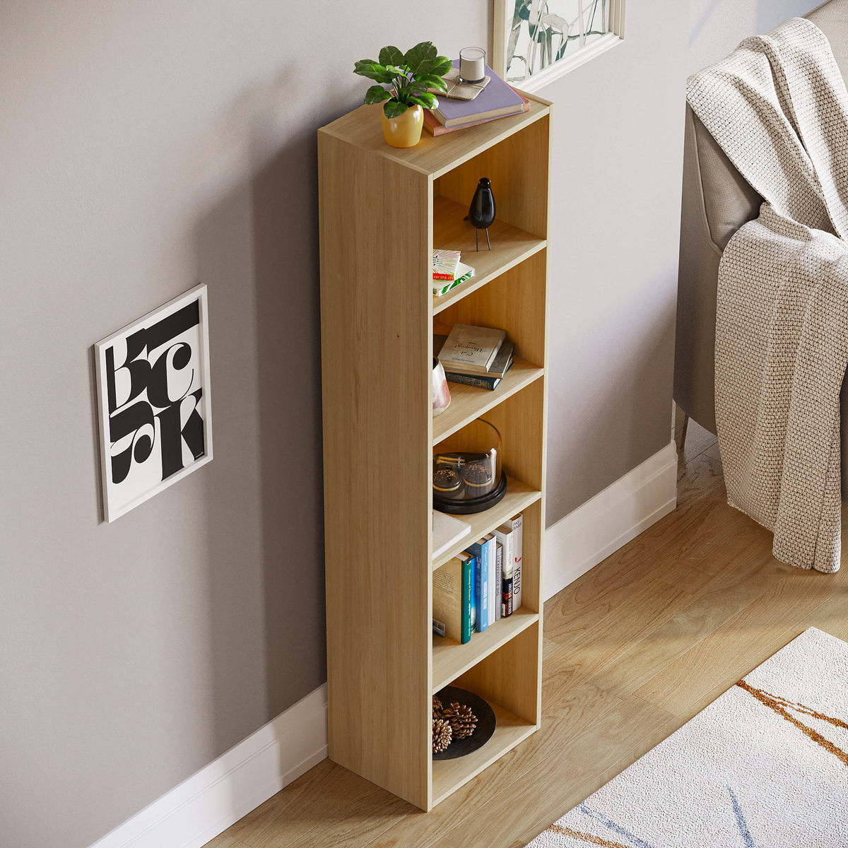 Oxford 5-Tier Cube Bookcase - Oak