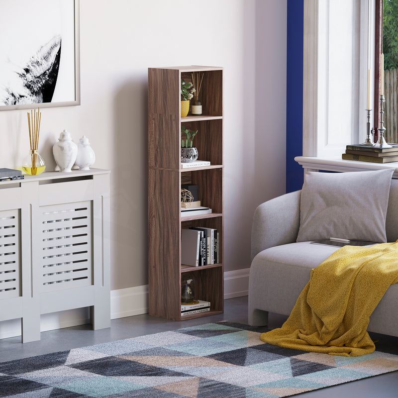 Oxford 5-Tier Cube Bookcase - Walnut