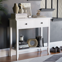 Windsor 2 Drawer Console Table, White