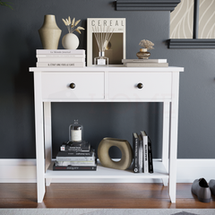 Windsor 2 Drawer Console Table, White