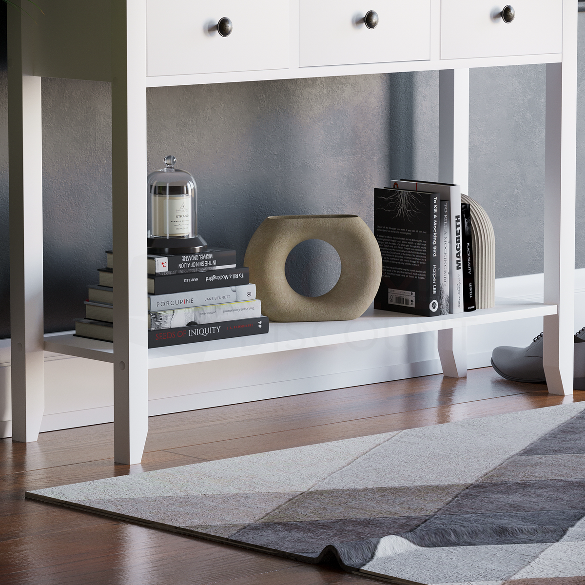 Windsor 3-Drawer Console Table - White