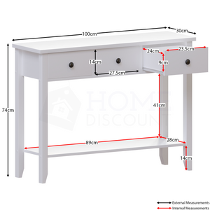 Windsor 3-Drawer Console Table - White