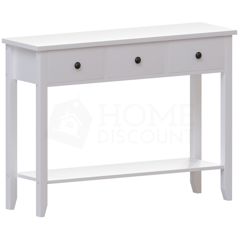 Windsor 3 Drawer Console Table White Home Discount Ltd