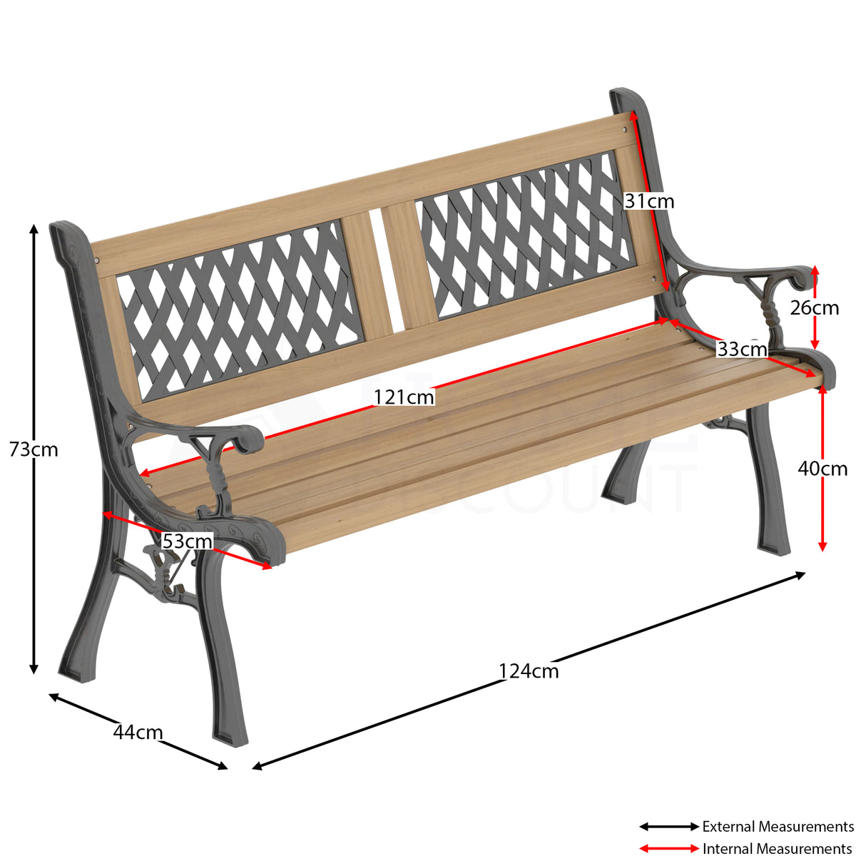 Garden Bench - Twin Cross Style
