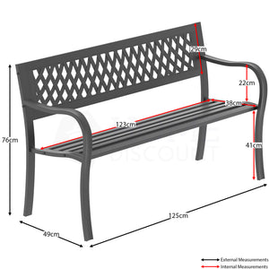 Steel Garden Bench - Lattice