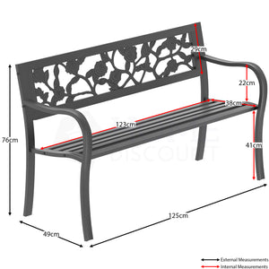 Steel Garden Bench - Rose