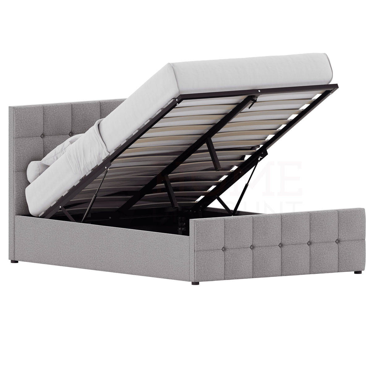 Valentina Double Linen Ottoman Bed, Light Grey UKFR