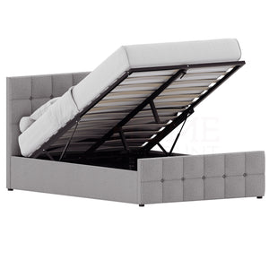 Valentina Double Linen Ottoman Bed, Light Grey UKFR