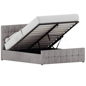 Valentina King Size Crushed Velvet Ottoman Bed - Silver UKFR