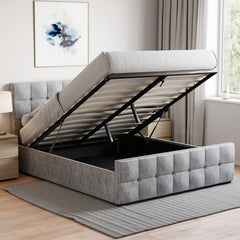 Valentina King Size Crushed Velvet Ottoman Bed - Silver UKFR