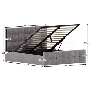 Valentina King Size Velvet Ottoman Bed, Light Grey UKFR