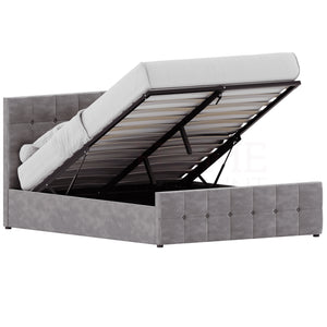 Valentina King Size Velvet Ottoman Bed, Light Grey UKFR