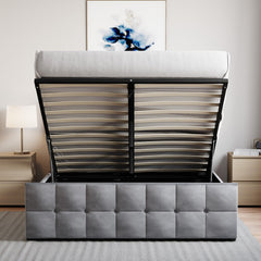 Valentina King Size Velvet Ottoman Bed, Light Grey